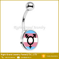 316L Surgical Steel International Transgender Flag Navel Button Ring Piercing